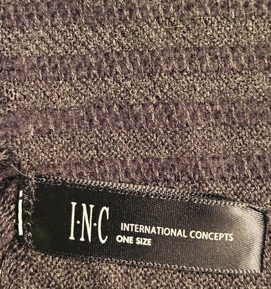 INC International Concepts Graphite Gray Brown Striped Rectangular Scarf 24 x 74 - Picture 5 of 7